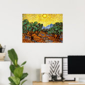 Van Gogh - Olijven met gele hemel en zon Poster (Thuiskantoor)
