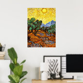 Van Gogh - Olijven met gele hemel en zon Poster (Thuiskantoor)
