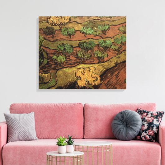 Van Gogh Olive Trees tegen een helling van een heu Canvas Afdruk (Insitu (Woonkamer))