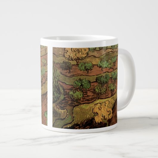 Van Gogh Olive Trees tegen een helling van een heu Grote Koffiekop (Voorkant rechts)