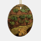 Van Gogh Olive Trees tegen een helling van een heu Keramisch Ornament (Rechts)