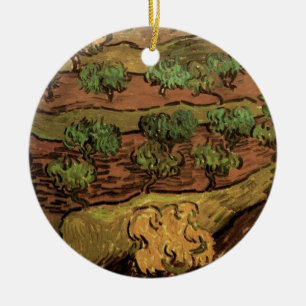 Van Gogh Olive Trees tegen een helling van een heu Keramisch Ornament