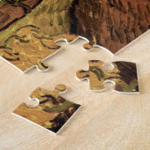 Van Gogh Olive Trees tegen een helling van een heu Legpuzzel (Zijkant)