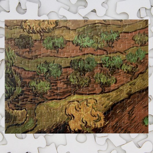 Van Gogh Olive Trees tegen een helling van een heu Legpuzzel