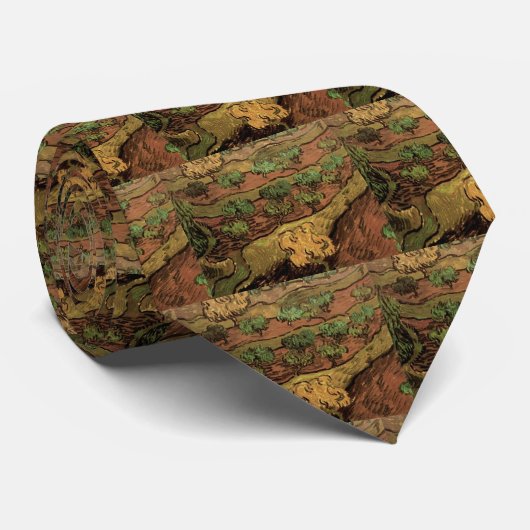 Van Gogh Olive Trees tegen een helling van een heu Stropdas (Opgerold)