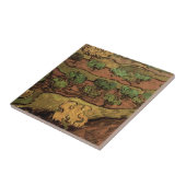 Van Gogh Olive Trees tegen een helling van een heu Tegeltje (Zijkant)
