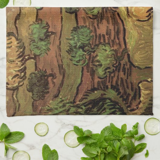 Van Gogh Olive Trees tegen een helling van een heu Theedoek (Gevouwen)