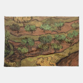 Van Gogh Olive Trees tegen een helling van een heu Theedoek (Horizontaal)