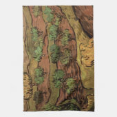 Van Gogh Olive Trees tegen een helling van een heu Theedoek (Verticaal)