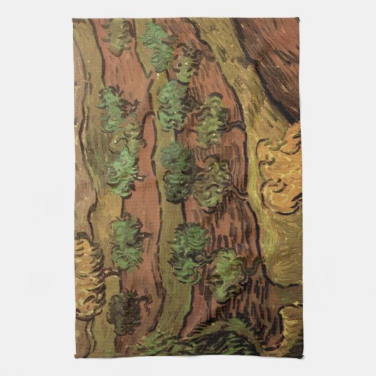 Van Gogh Olive Trees tegen een helling van een heu Theedoek (Verticaal)