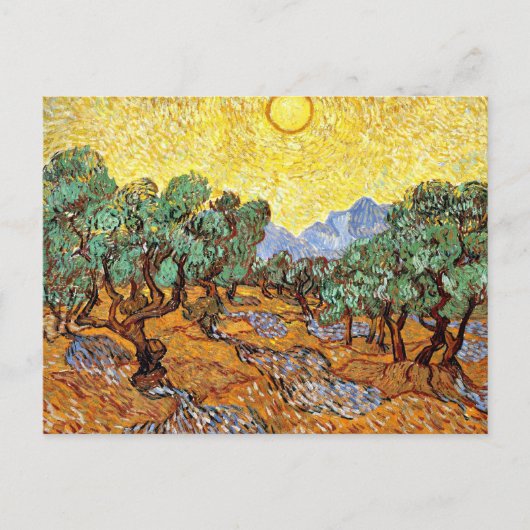 Van Gogh: Olive Trees with Yellow Sky and Sun Briefkaart (Voorkant)