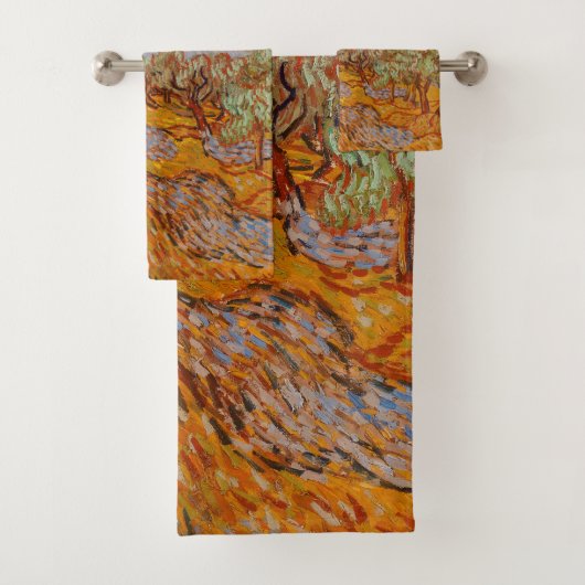 Van Gogh Olive Trees Yellow Sun Sky Bad Handdoek (Insitu)