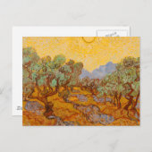 Van Gogh Olive Trees Yellow Sun Sky Briefkaart (Voorkant / Achterkant)