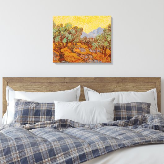 Van Gogh Olive Trees Yellow Sun Sky Canvas Afdruk (Insitu (Slaapkamer))