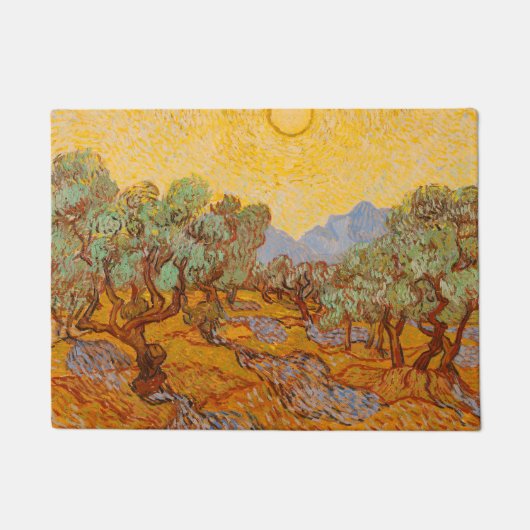 Van Gogh Olive Trees Yellow Sun Sky Deurmat (Voorkant)
