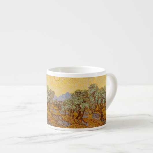 Van Gogh Olive Trees Yellow Sun Sky Espresso Kop (Voorkant rechts)
