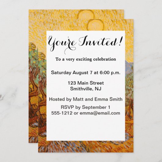 Van Gogh Olive Trees Yellow Sun Sky Kaart (Voorkant / Achterkant)