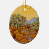 Van Gogh Olive Trees Yellow Sun Sky Keramisch Ornament (Rechts)