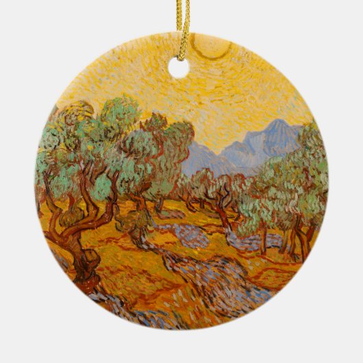 Van Gogh Olive Trees Yellow Sun Sky Keramisch Ornament (Voorkant)