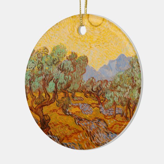 Van Gogh Olive Trees Yellow Sun Sky Keramisch Ornament (Links)