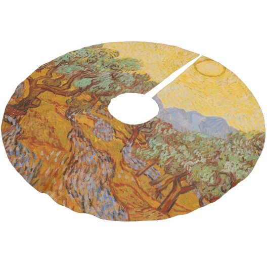 Van Gogh Olive Trees Yellow Sun Sky Kerstboom Rok (Gekanteld)