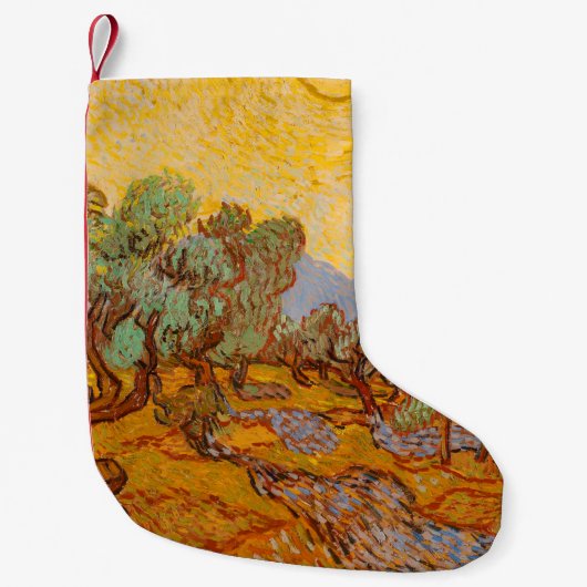 Van Gogh Olive Trees Yellow Sun Sky Kleine Kerstsok (Voorkant)