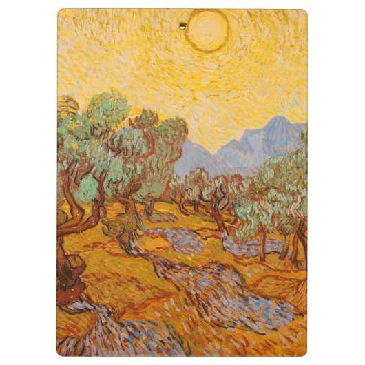 Van Gogh Olive Trees Yellow Sun Sky Klembord (Achterkant)