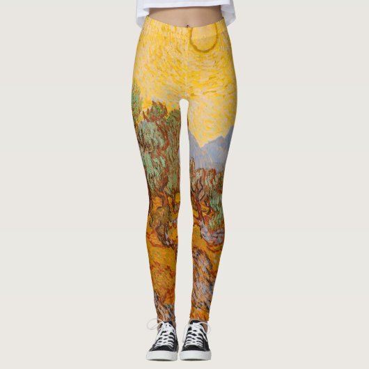 Van Gogh Olive Trees Yellow Sun Sky Leggings (Voorkant)