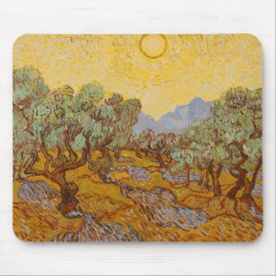 Van Gogh Olive Trees Yellow Sun Sky Muismat