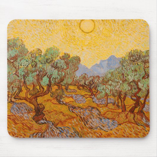 Van Gogh Olive Trees Yellow Sun Sky Muismat (Voorkant)
