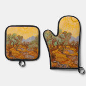 Van Gogh Olive Trees Yellow Sun Sky Ovenwant & Pannenlap Set (Voorkant)