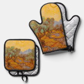 Van Gogh Olive Trees Yellow Sun Sky Ovenwant & Pannenlap Set (Voorkant / Achterkant)