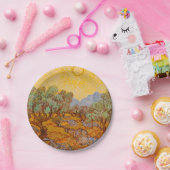 Van Gogh Olive Trees Yellow Sun Sky Papieren Bordje (Feest)