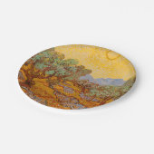 Van Gogh Olive Trees Yellow Sun Sky Papieren Bordje (Gekanteld)