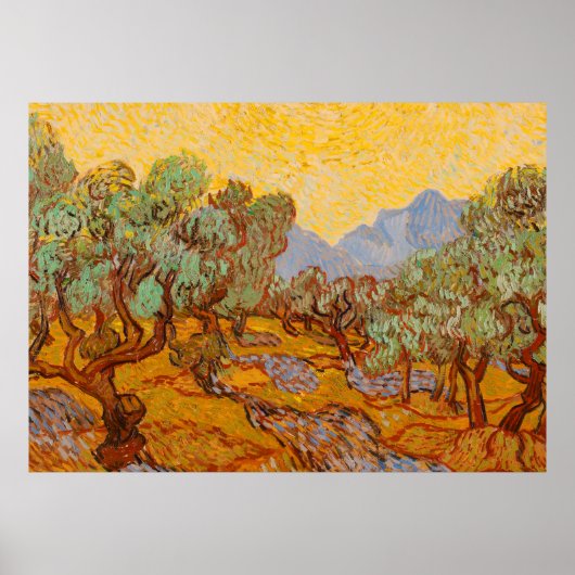 Van Gogh Olive Trees Yellow Sun Sky Poster (Voorkant)