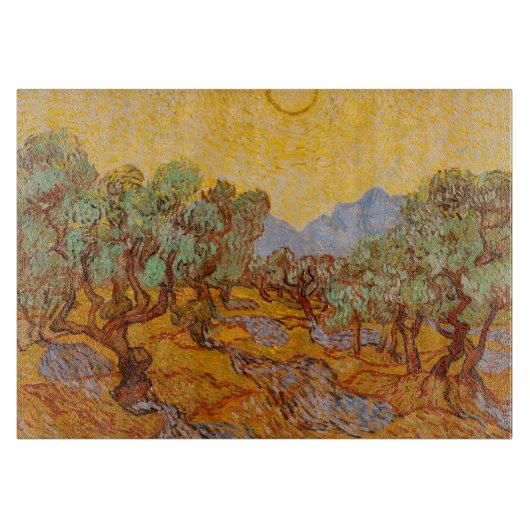 Van Gogh Olive Trees Yellow Sun Sky Snijplank (Voorkant)