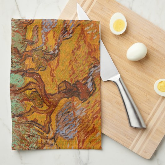 Van Gogh Olive Trees Yellow Sun Sky Theedoek (Quarter Fold)