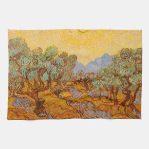Van Gogh Olive Trees Yellow Sun Sky Theedoek