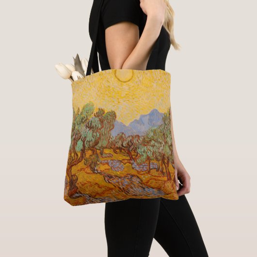 Van Gogh Olive Trees Yellow Sun Sky Tote Bag (Dichtbij)