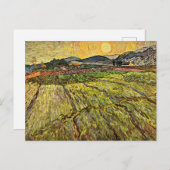 Van Gogh - Omheind veld met opkomende zon Briefkaart (Voorkant / Achterkant)