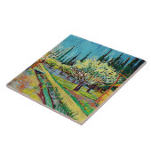 Van Gogh - Orchard geborduurd door Cypresses Tegeltje (Zijkant)