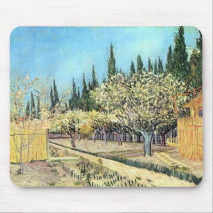 Van Gogh Orchard in Blossom, grens door Cypresses Muismat