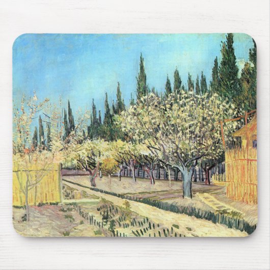 Van Gogh Orchard in Blossom, grens door Cypresses Muismat (Voorkant)