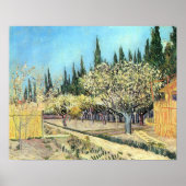 Van Gogh Orchard in Blossom, grens door Cypresses Poster (Voorkant)