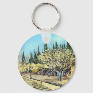 Van Gogh Orchard in Blossom, grens door Cypresses Sleutelhanger