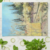 Van Gogh Orchard in Blossom, grens door Cypresses Theedoek (Gevouwen)