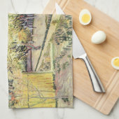 Van Gogh Orchard in Blossom, grens door Cypresses Theedoek (Quarter Fold)