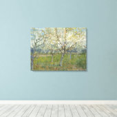 Van Gogh Orchard met bloeiende Abrikozenbomen Canvas Afdruk (Insitu (Houten vloer))