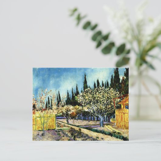 Van Gogh - Orchard Omringd door Cypresses Briefkaart (Staand voorkant)