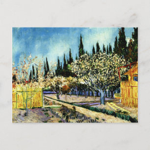 Van Gogh - Orchard Omringd door Cypresses Briefkaart